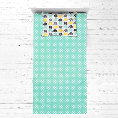 Bacati - Elephants 3 Pc Toddler Bedding Sheet Set (Mint/Yellow/Grey) (photo 3)