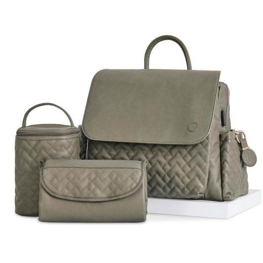 Hannah & Sophia Traveler Diaper Backpack 4-Piece Set In Forest Green