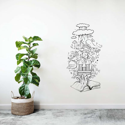 All Things Valuable Open Book Adventure Imagination Books Silhouette Vinyl Wall Art Wall Sticker Wall Decal