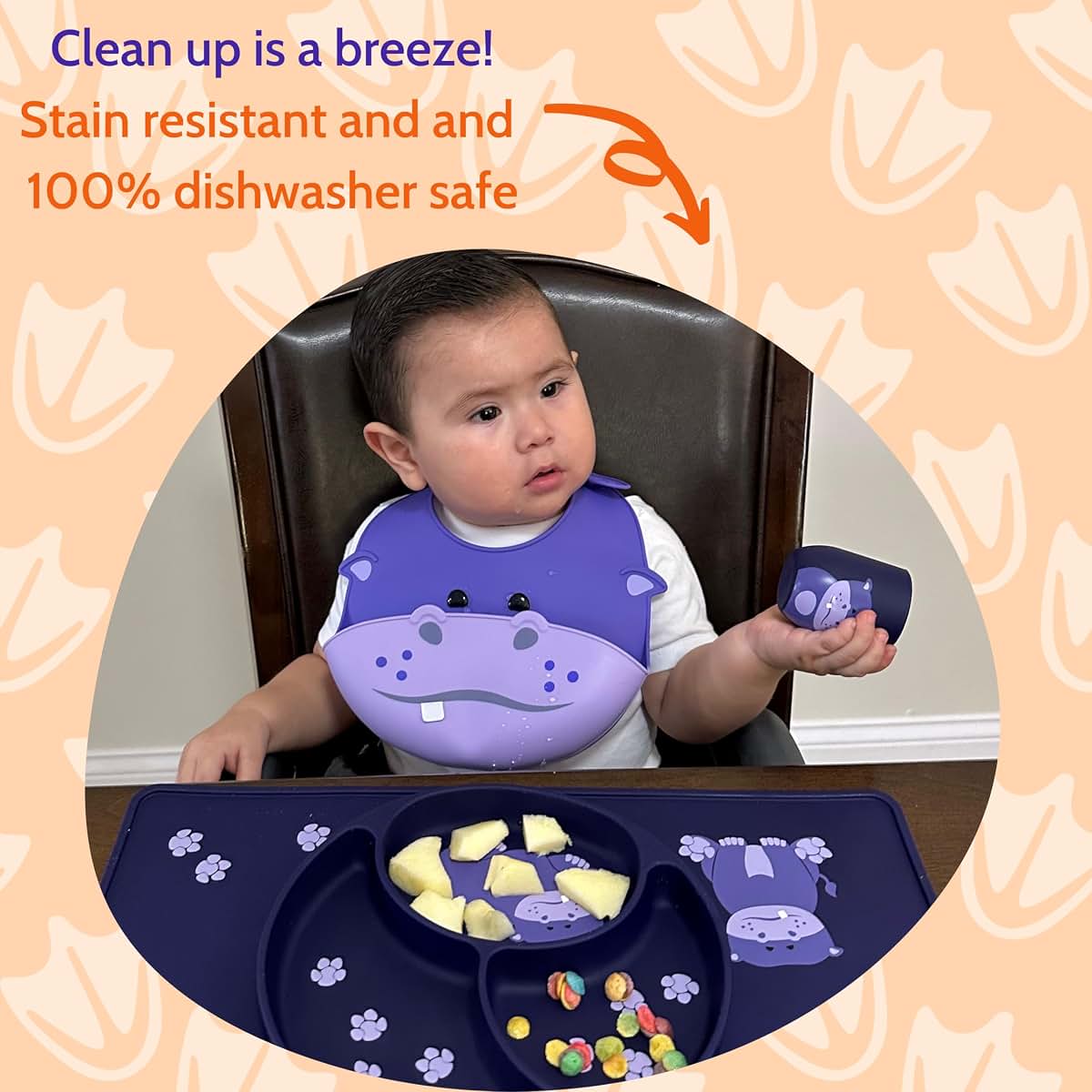 BabyOneStop Silly Goose Hippo Suction Plate for Toddlers