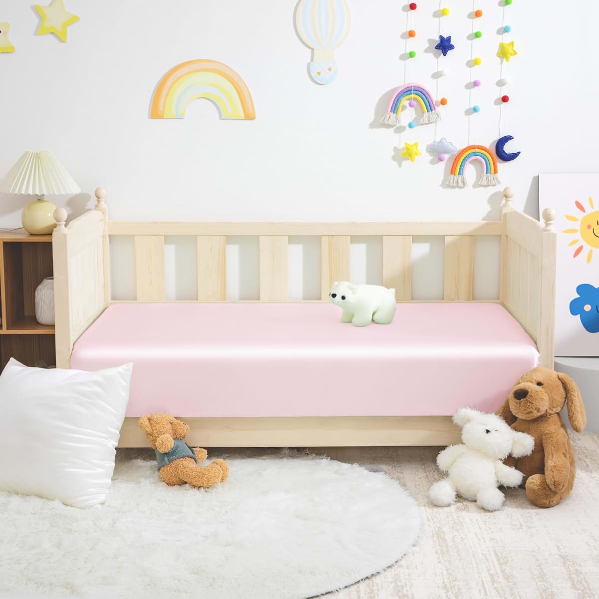Counfeisly Satin Fitted Crib Sheet for Standard Crib Mattress