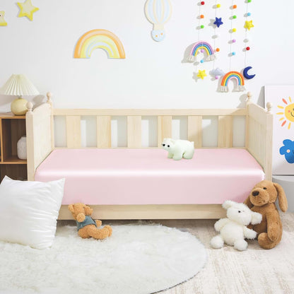 Counfeisly Satin Fitted Crib Sheet for Standard Crib Mattress