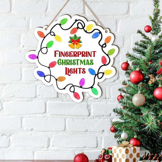 BEETHIS DIY Family Fingerprint Christmas Wooden Hanging Sign