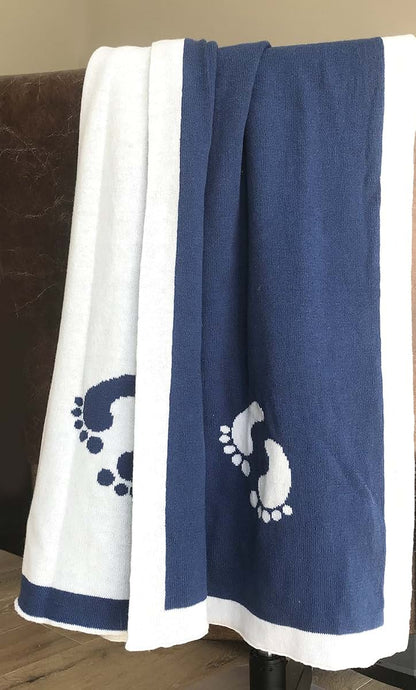 Vogue 100% Cotton Knit Footprint Baby Blanket