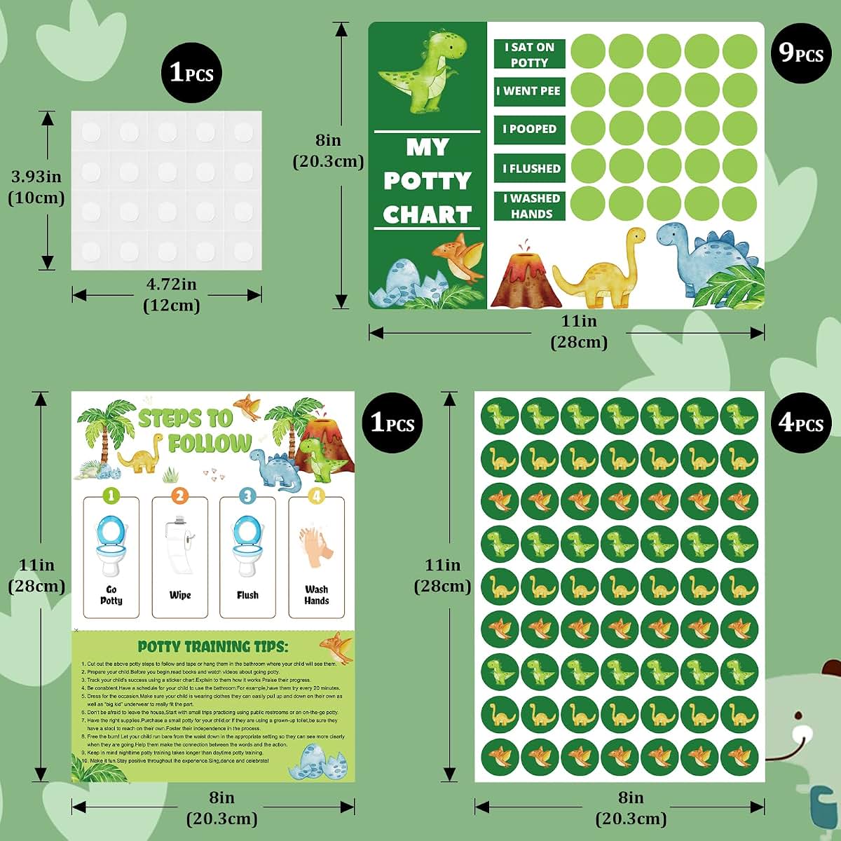 shouqiuzhonglv Potty Training Chart for Toddler - Dinosaur Potty Training Sticker Chart for Girls Boys Potty with