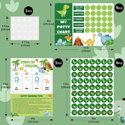 shouqiuzhonglv Potty Training Chart for Toddler - Dinosaur Potty Training Sticker Chart for Girls Boys Potty with