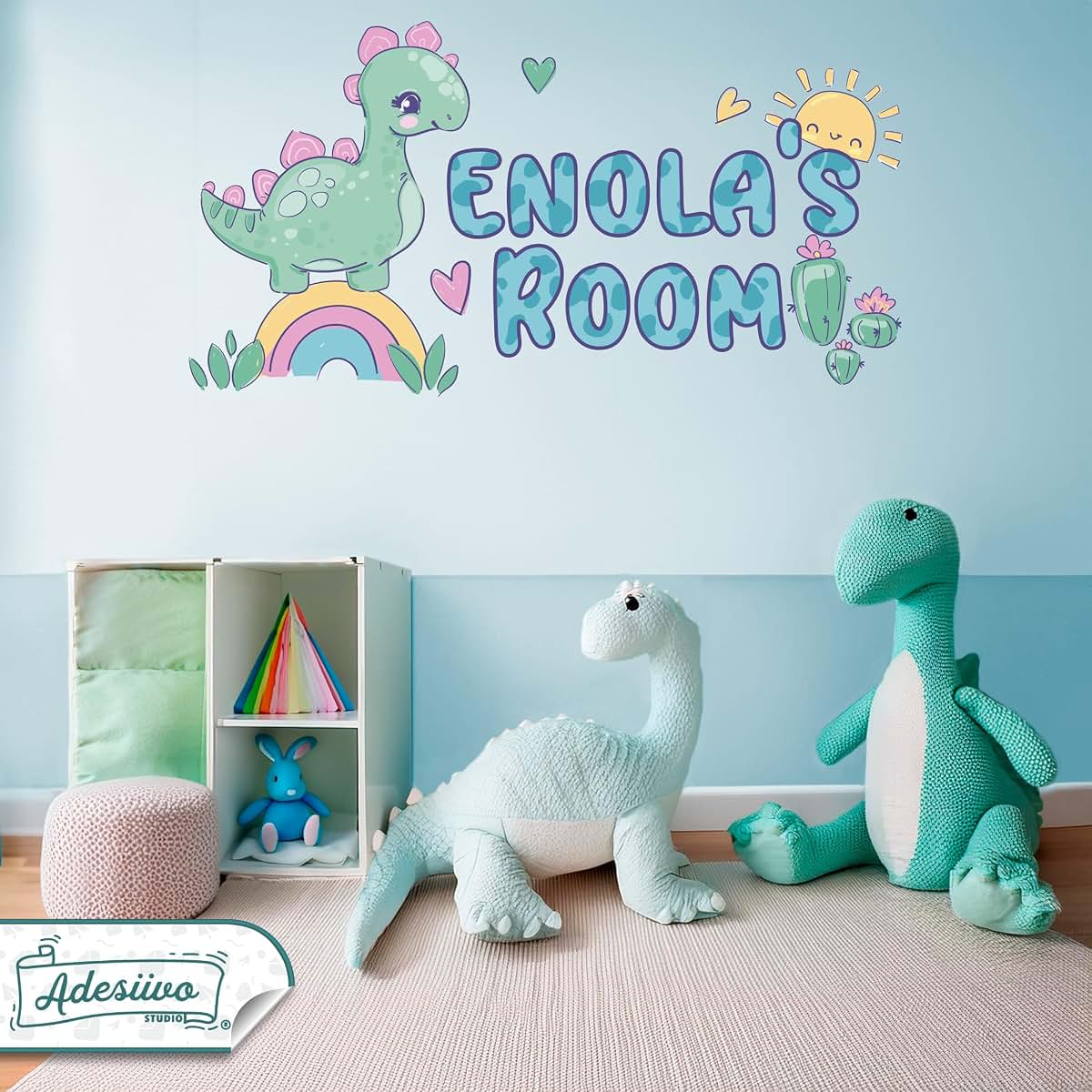 AdesiivoStudio Custom Dinosaur Wall Decal With Personalized Name