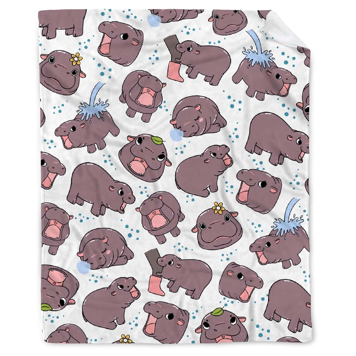 HORSESBLANKET Cute Hippo Blanket Gifts for Girls Boys, Ultra Soft Cozy Cute Hippo Blanket for Boys Girls Bedding Crib