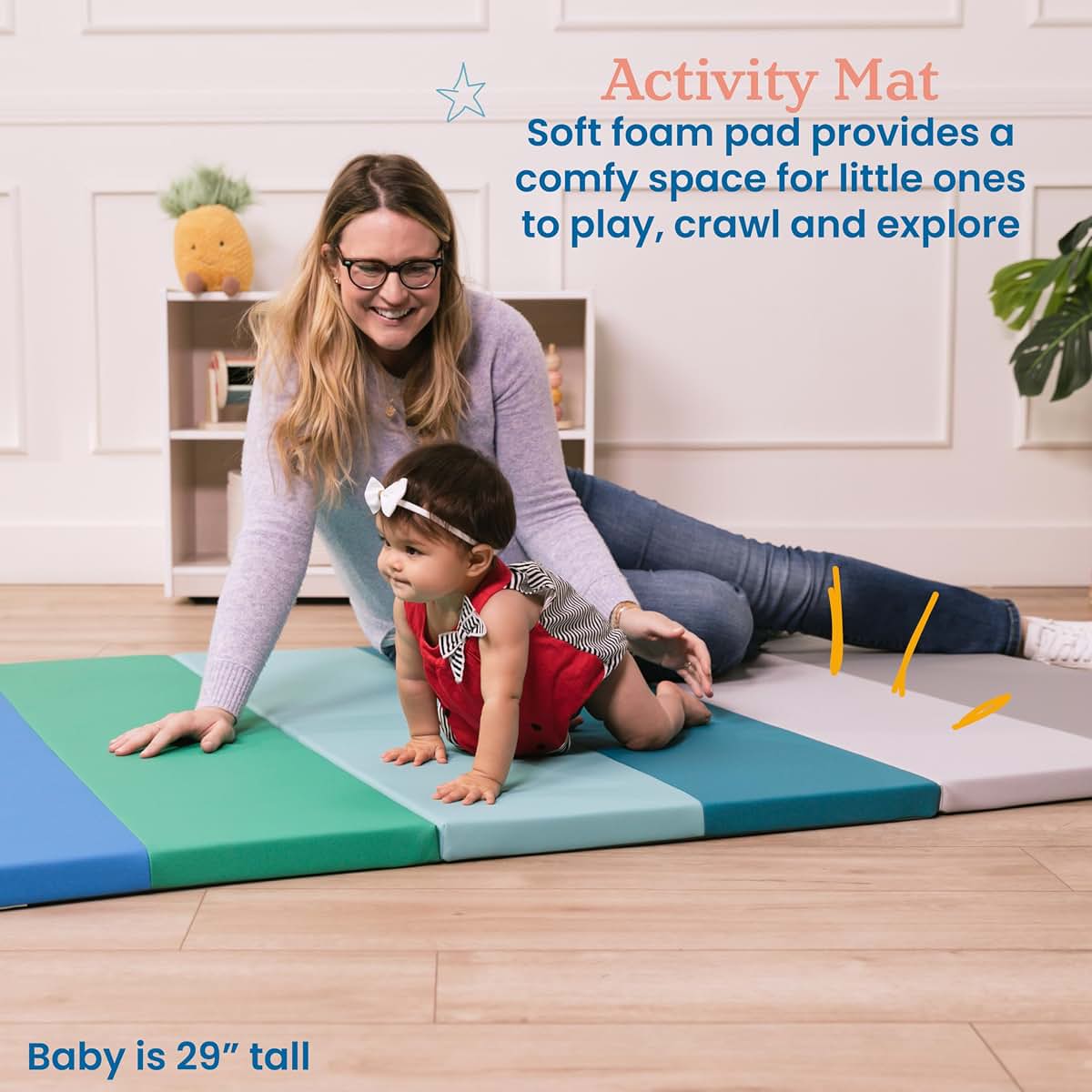 ECR4Kids SoftZone 6-Section Rainbow Runway Activity Mat, Folding Playmat, Contemporary (photo 3)