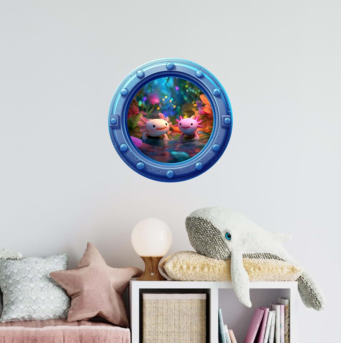 Stickit Graphix Axolotls Wall Decal - Cute Porthole Sticker