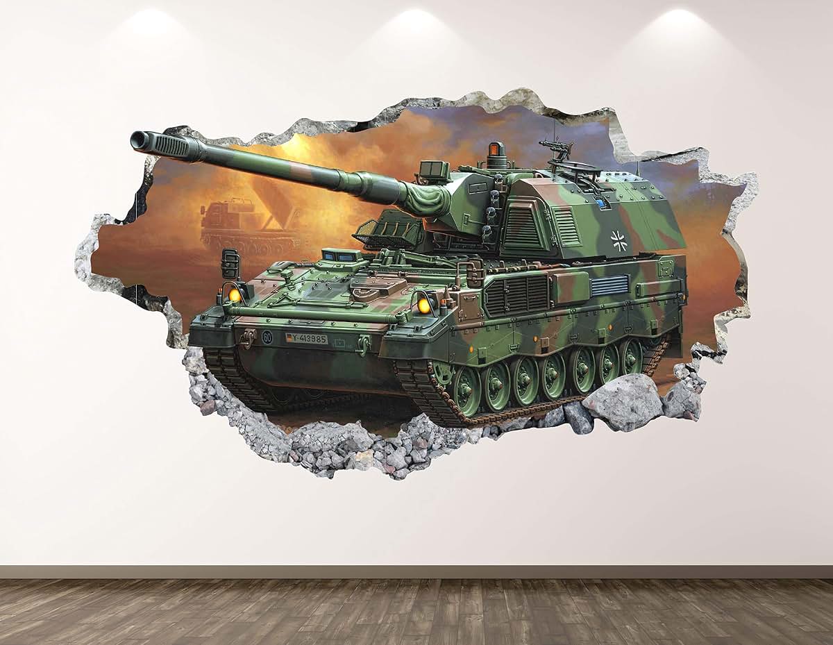 West Mountain Military Tank 3D Wall Decal Art