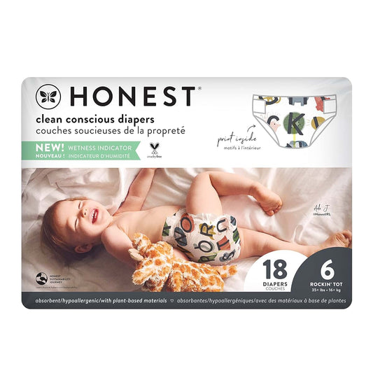 The Honest Company Daytime Diapers, So Delish, Size 6, 18 Count | Baby Diapers, Size 6 (35+ Lbs), 18 Ct.