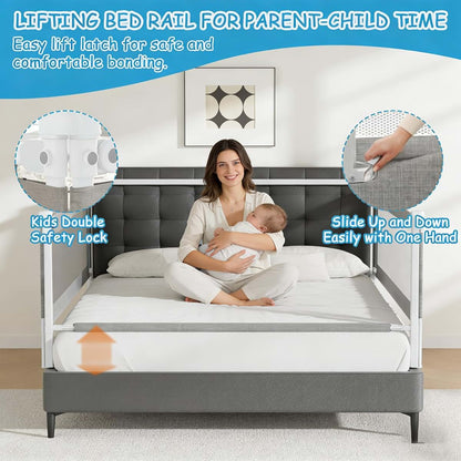 AquaVogue 3-Pack King Size Bed Rails For Toddlers - Height Adjustable