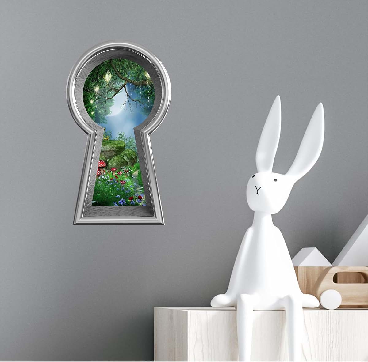Stickit Graphix Enchanted Lantern Forest Keyhole Window Wall Decal