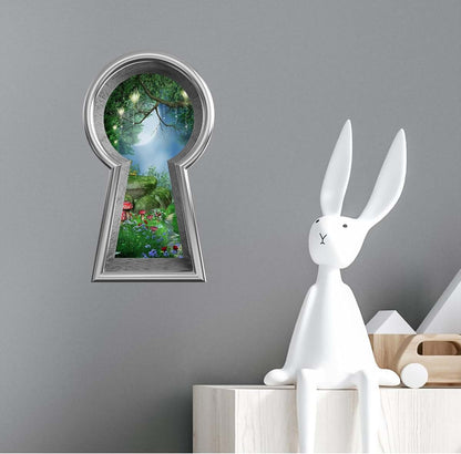 Stickit Graphix Enchanted Lantern Forest Keyhole Window Wall Decal