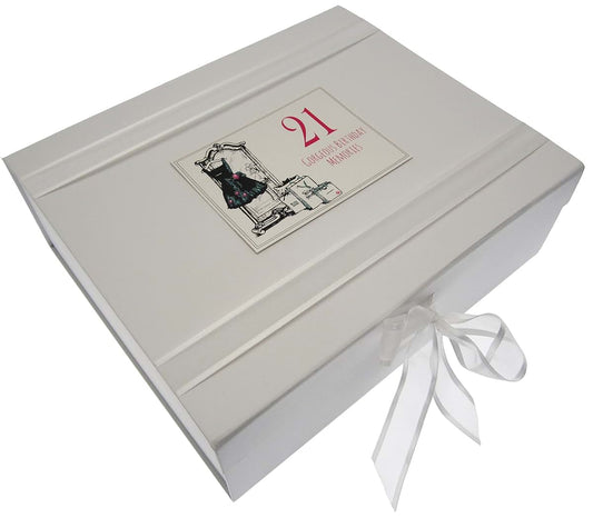 White Cotton Cards 21st Birthday Large Keepsake Box - Little Black Dress Theme