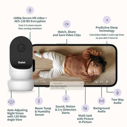 Owlet Cam 2 Smart Baby Monitor - HD Video Camera with Night Vision