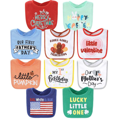Peanutshell Unisex Cotton Bibs Set of 10 for Newborn and Toddlers