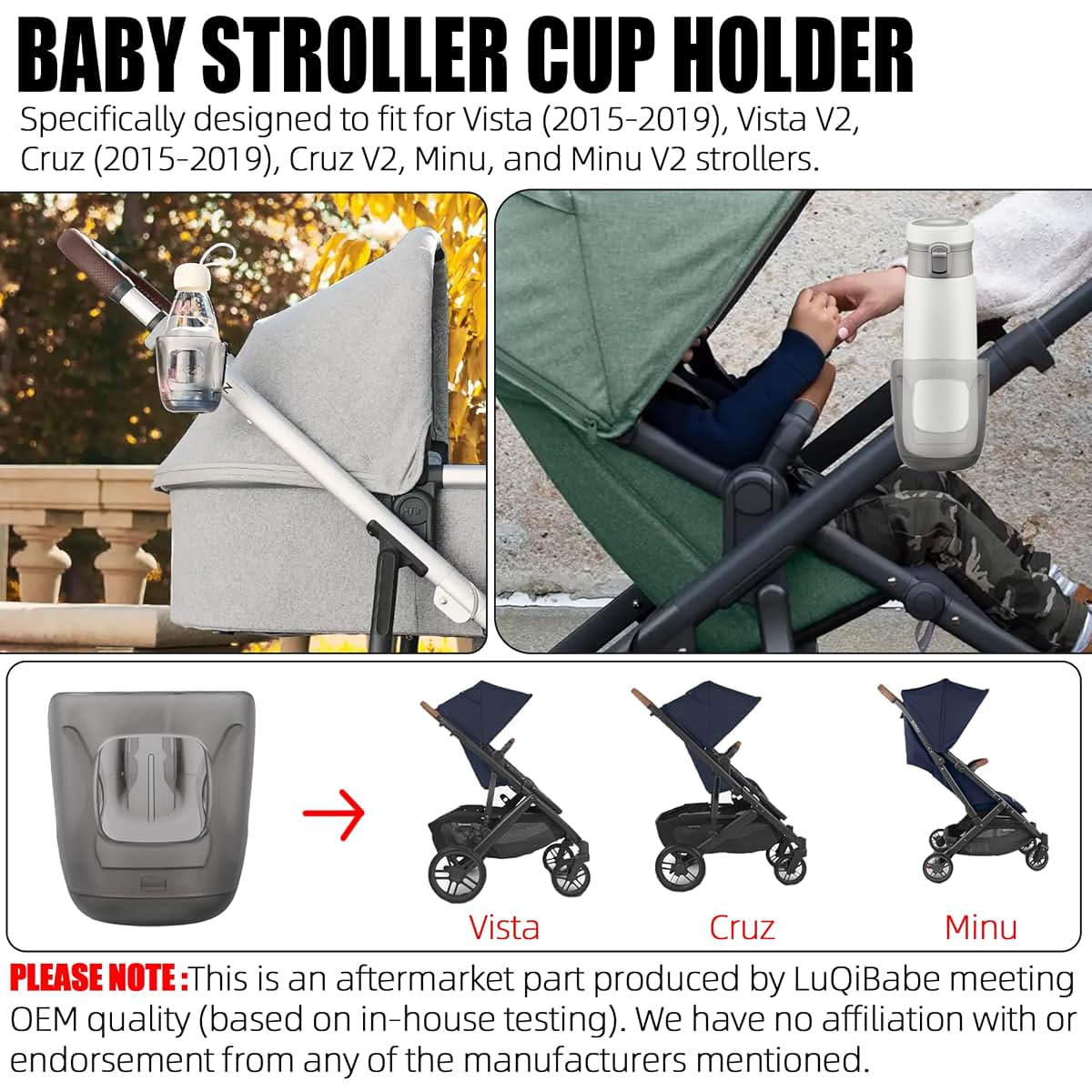 LuQiBabe Baby Stroller Cup Holder for Uppa-Baby Vista and Cruz Strollers (photo 4)