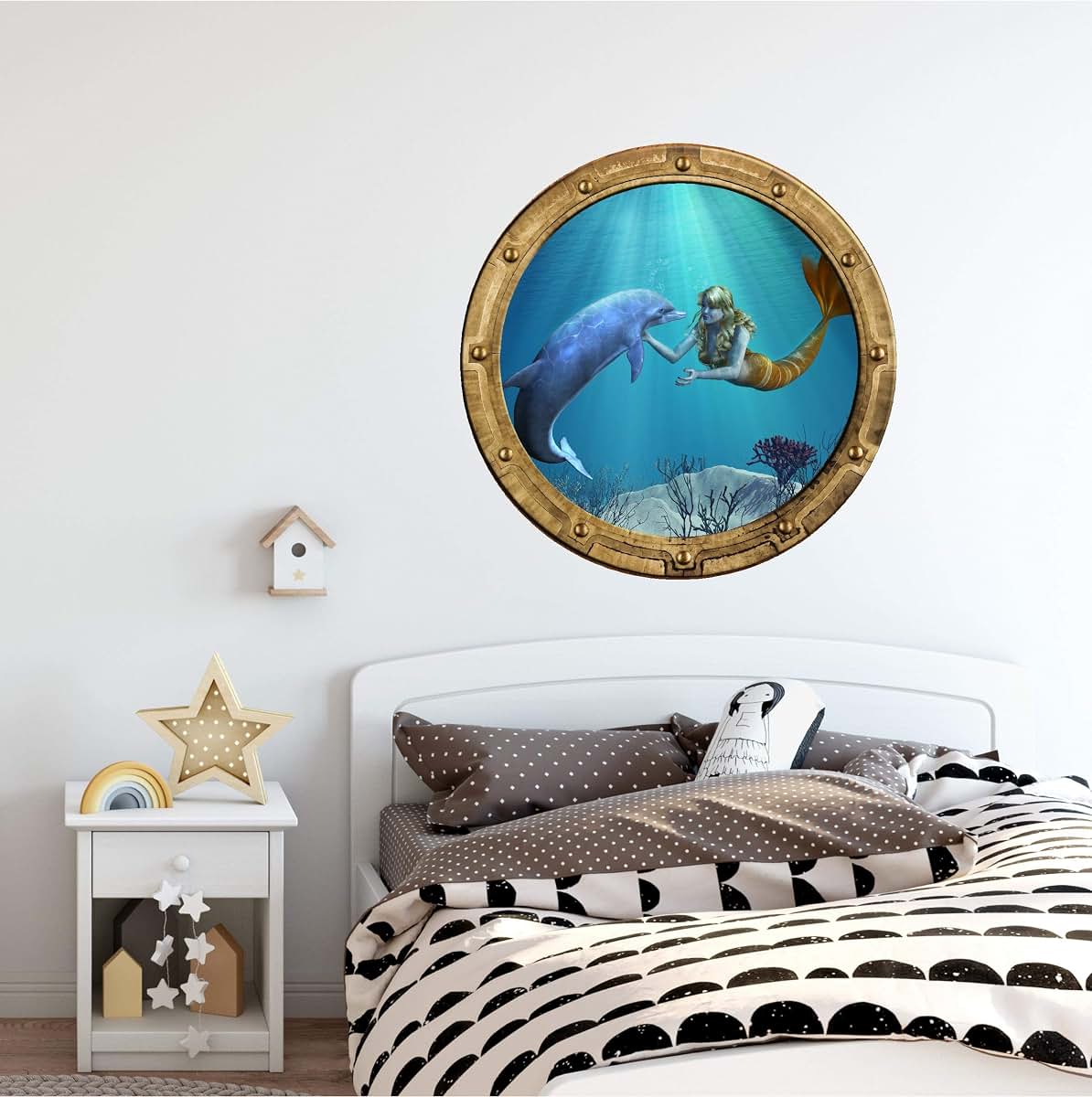 Stickit Graphix Porthole Window Wall Sticker Mermaid And Dolphin 24 Inch