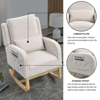 Fulvari Upholstered Modern Rocking Chair with High Back
