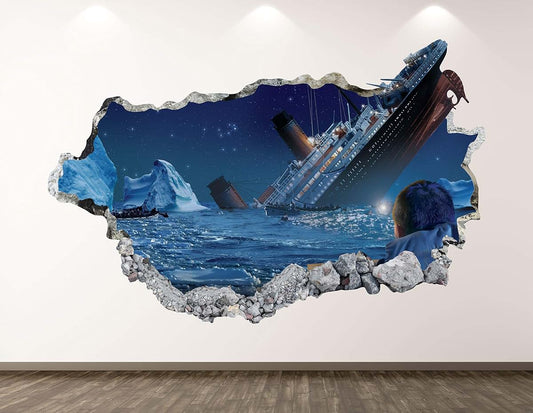 West Mountain Titanic Wall Decal Art Decor 3D Passenger Ship Sticker Mural Kids Room Vinyl Custom Gift BL61 (22"W x