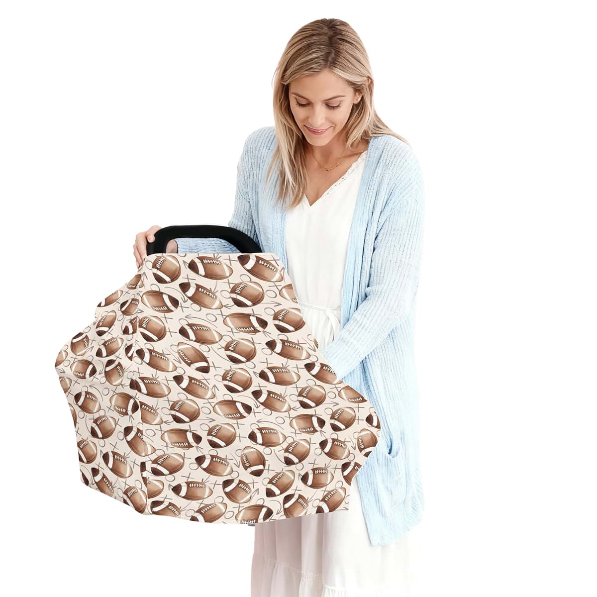 Cstdyfrv Football Game Day Baby Car Seat Cover And Nursing Canopy (photo 4)