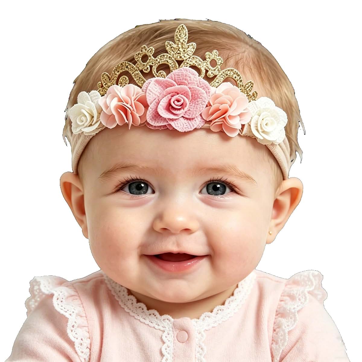 Floral Crown Headband for Baby Girls (Stretchy Wrap Tiara)