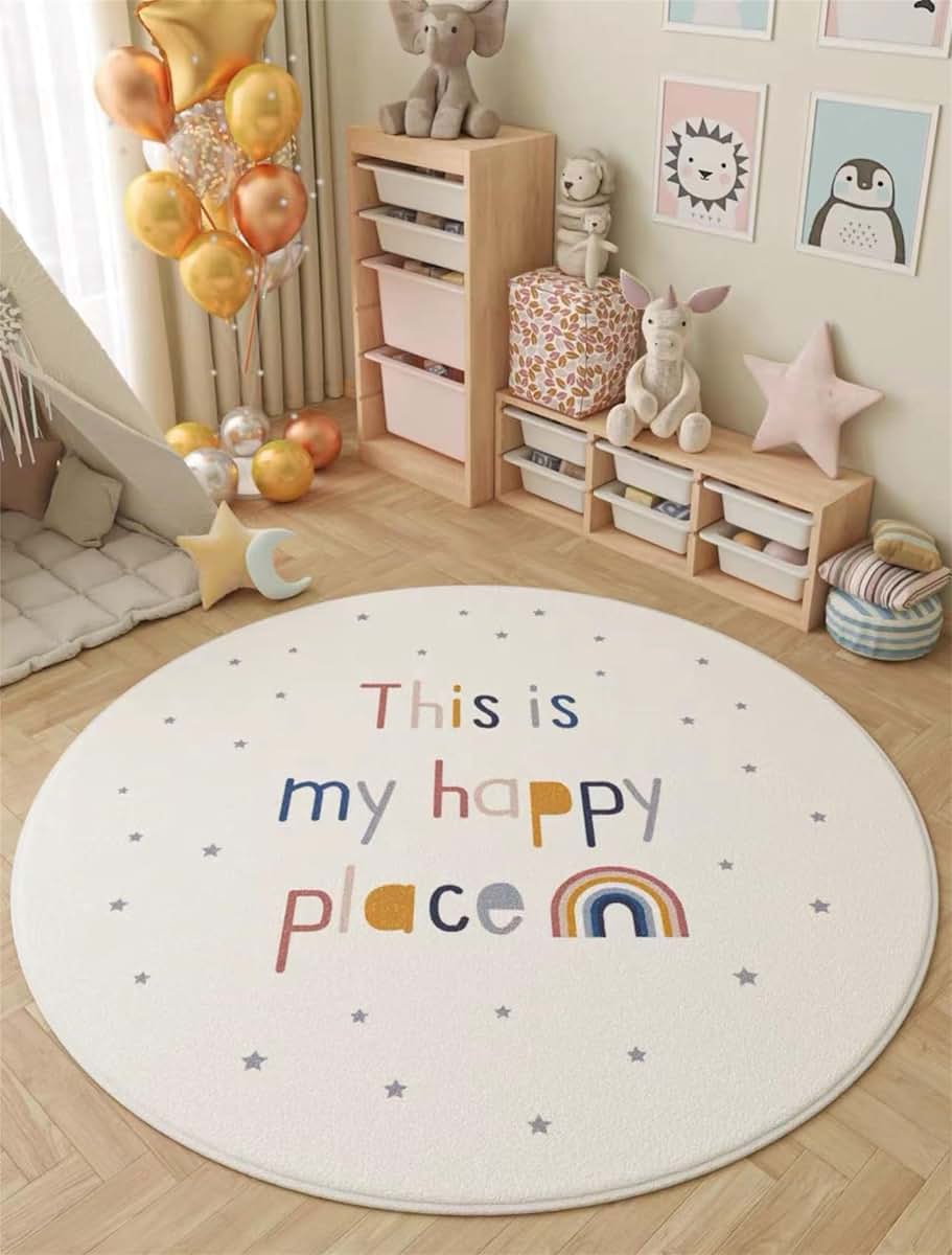 Hongxiu Bohemian Round Area Rug, 3ft Rainbow Decorative Rug