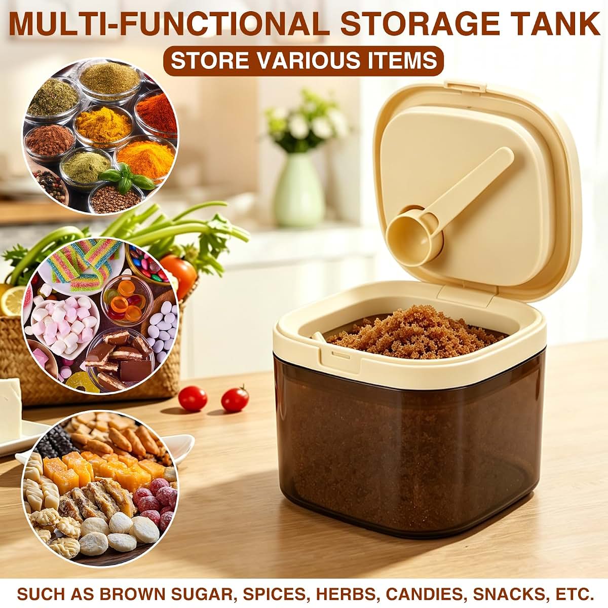 QINGQIUYUDA Powdered Creamer Dispenser 28oz Brown Food Container (photo 3)