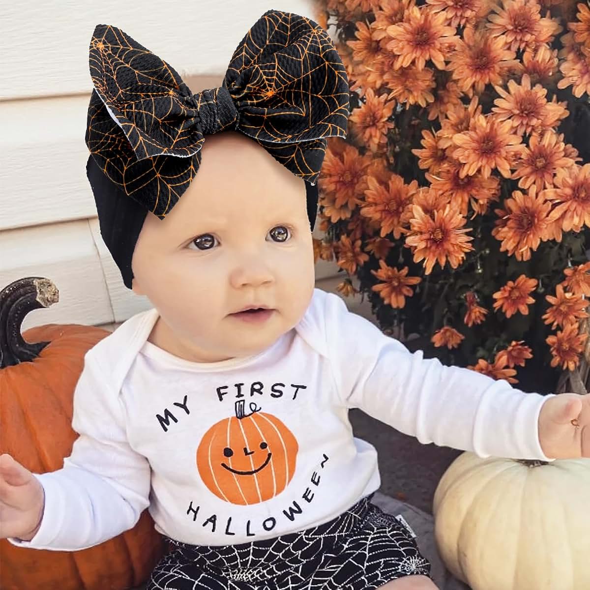 Halloween Bow Elastic Nylon Hairbands for Newborn Accessories
