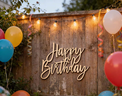 Happy Birthday Wooden Sign for Backdrop - Decorative Wall Prop