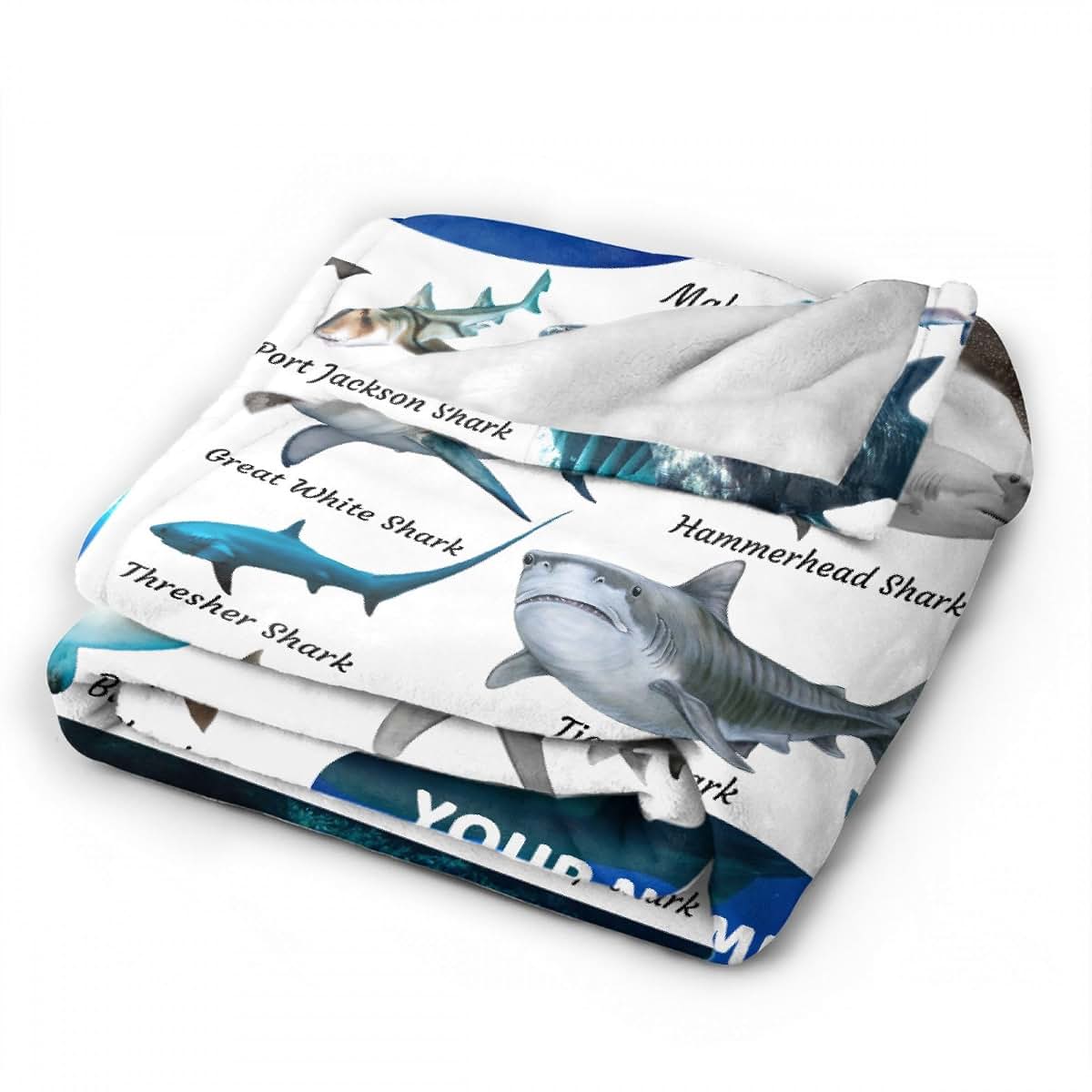 KAWAII BLANKET Shark Custom Name Blanket-Personalized Baby Blanket for Girls Boys Shark Lovers Shark Gift for Infant (photo 4)