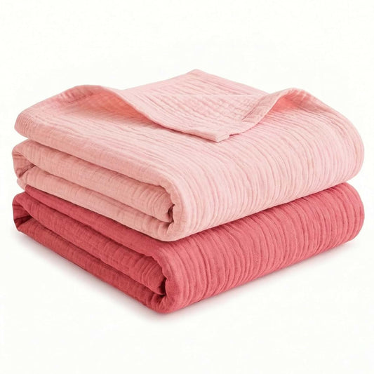 Pikabuki Muslin Swaddle Blankets, 2 Pack Receiving Blanket In Pink