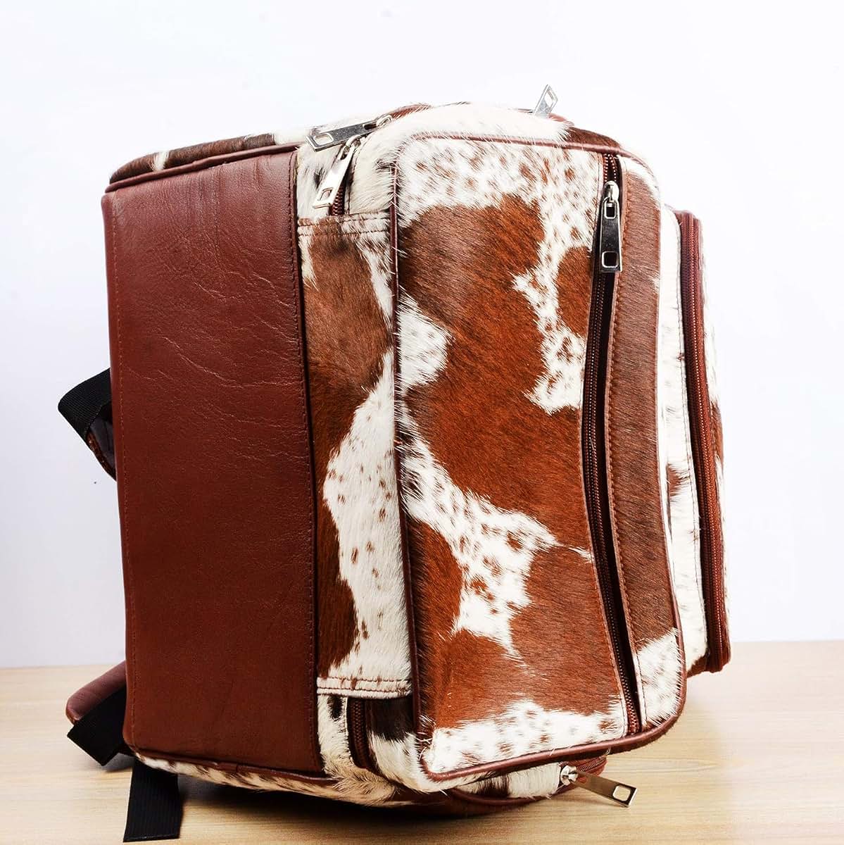SLEEK SKINS Personalised Cowhide Diaper Bag Custom Name Cow Print Western Backpack (photo 4)
