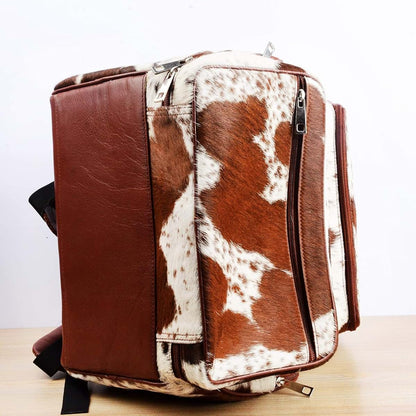 SLEEK SKINS Personalised Cowhide Diaper Bag Custom Name Cow Print Western Backpack (photo 4)