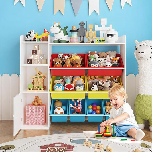 Naiveferry 4-Tier Kids Toy Organizer w/8 Detachable Bins for Nursery Bedroom Classroom