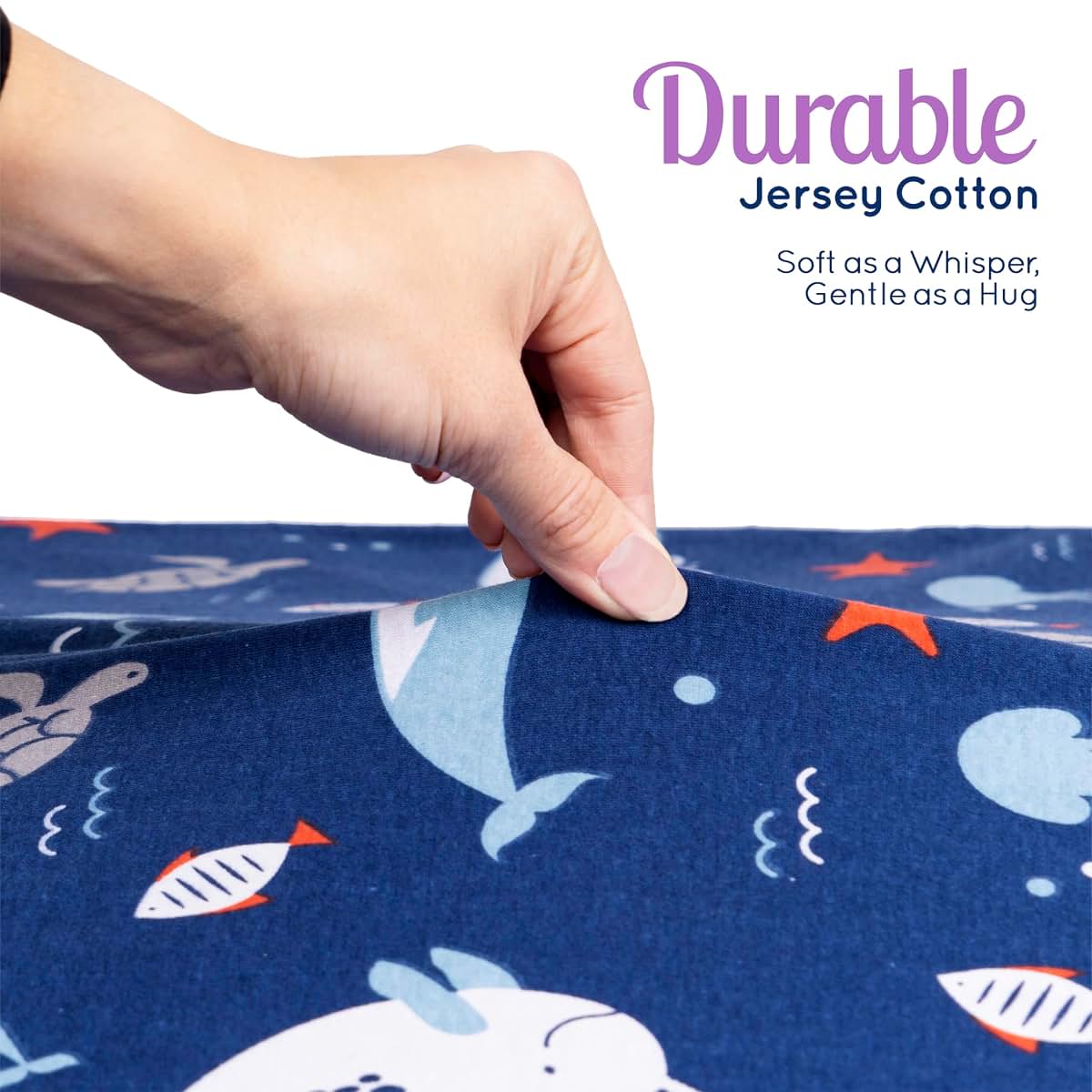 Grow Wild Fitted Crib Sheets 3-Pack, Blue Ocean Jersey Knit Cotton