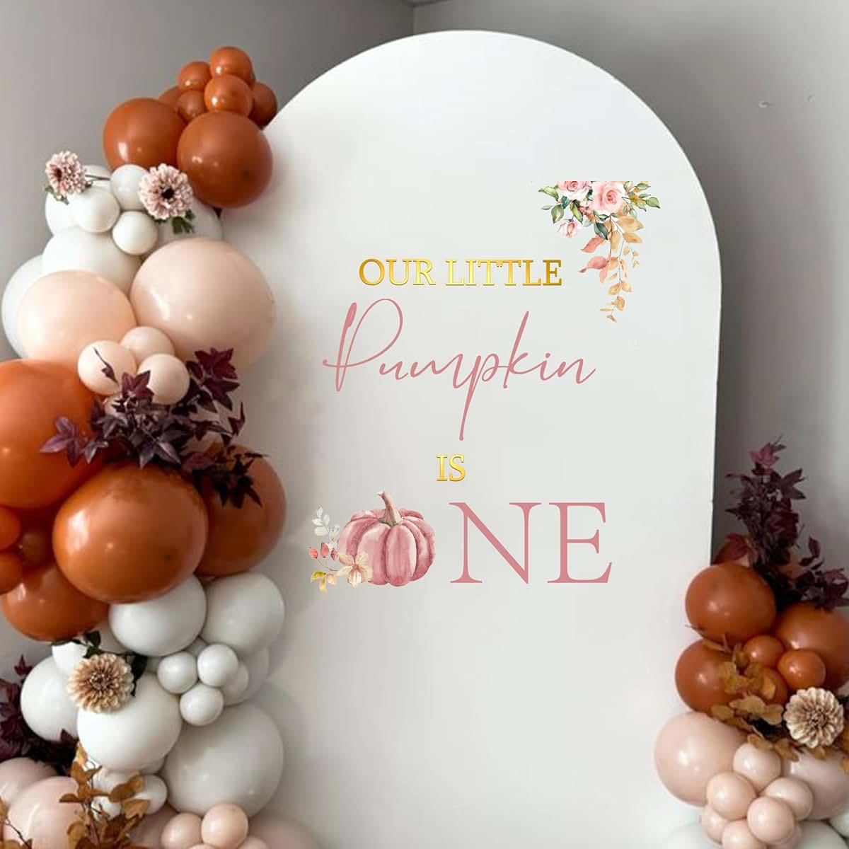 Vgaruint Our Little Pumpkin Is One Decal | Floral Halloween First Birthday Wall Decoration