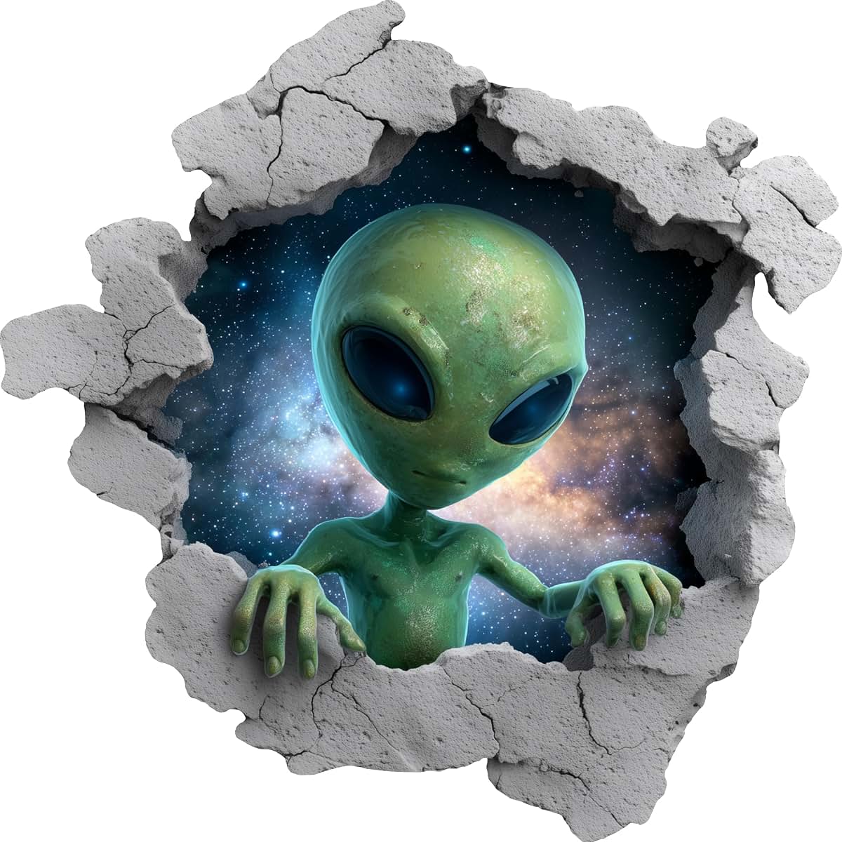 Green Alien Wall Decal - Outer Space Sci Fi Room Art