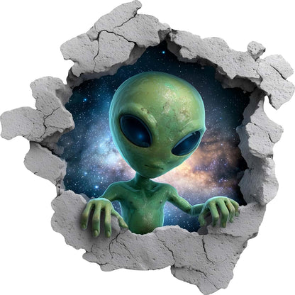 Green Alien Wall Decal - Outer Space Sci Fi Room Art