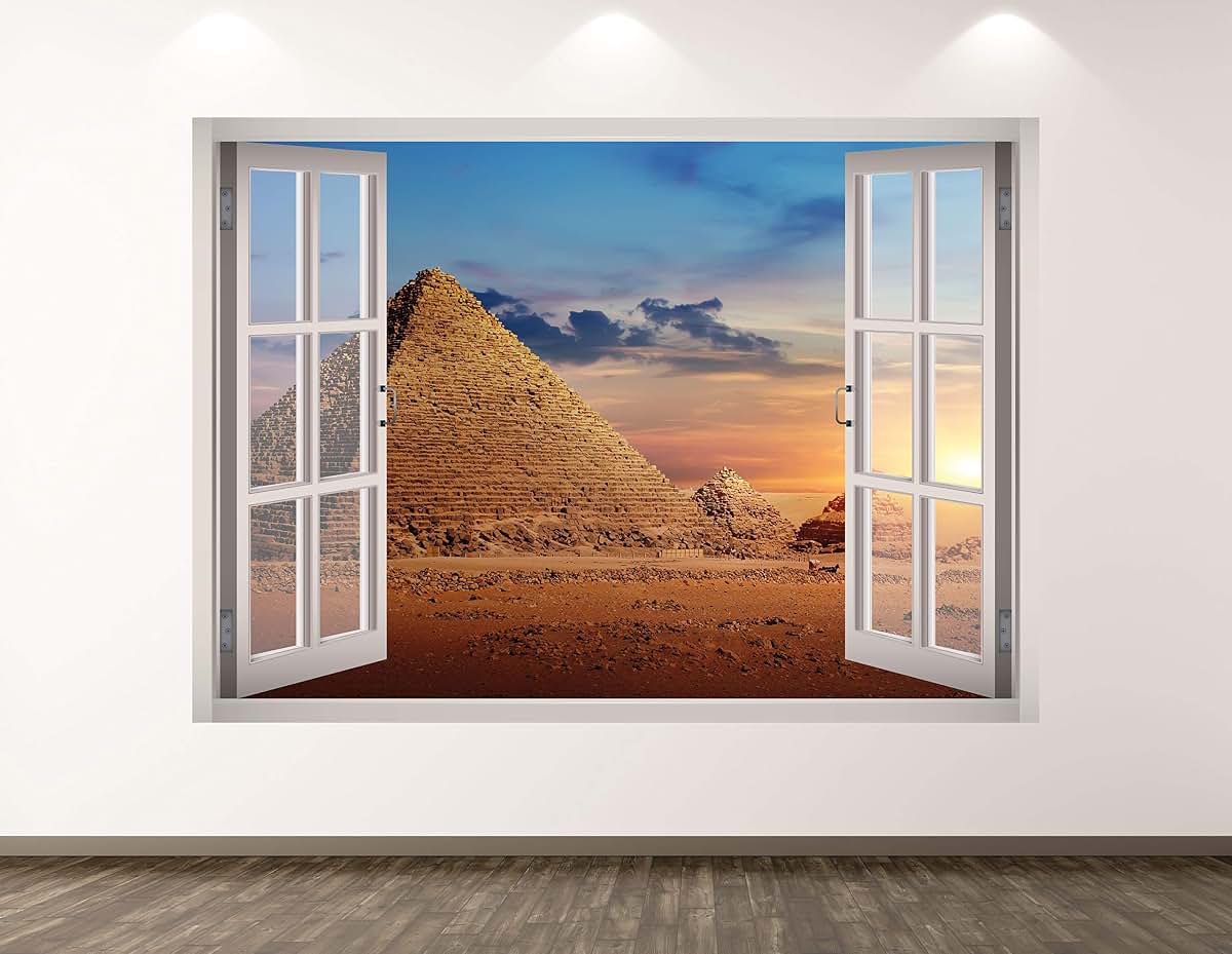 West Mountain Egyptian Pyramids Wall Decal 3D Mural for Kids Room Decor