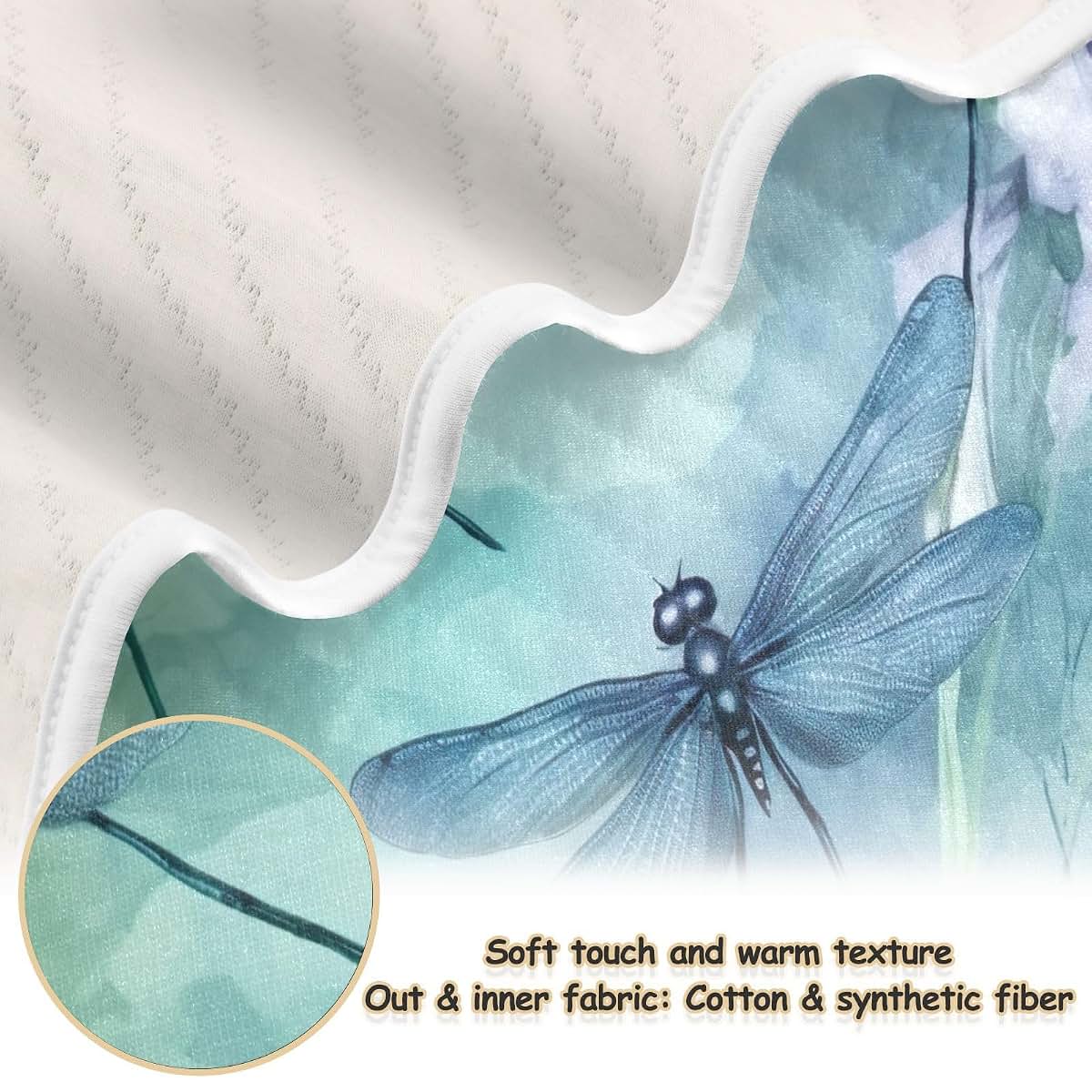 Guiji Dragonfly Watercolour Cotton Quilt Blanket for Crib and Stroller
