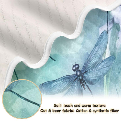 Guiji Dragonfly Watercolour Cotton Quilt Blanket for Crib and Stroller