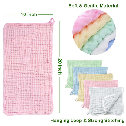 Olivok Muslin Baby Burp Cloths, 6-Layer Cotton Feeding Wipes, Pack Of 5 (photo 4)