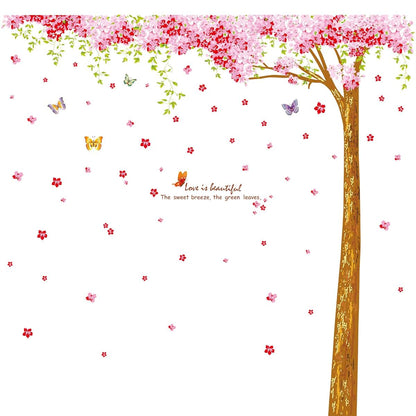 Amaonm Cherry Blossom Tree Wall Decal with Butterflies, Removable PVC Stickers, 12 Sheets