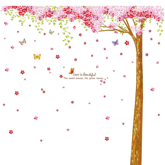 Amaonm Cherry Blossom Tree Wall Decal with Butterflies, Removable PVC Stickers, 12 Sheets