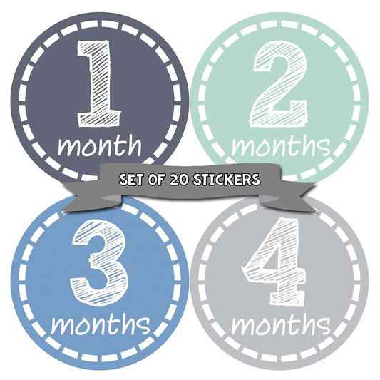 Months In Motion Baby Monthly Milestone Stickers For Newborn Boys
