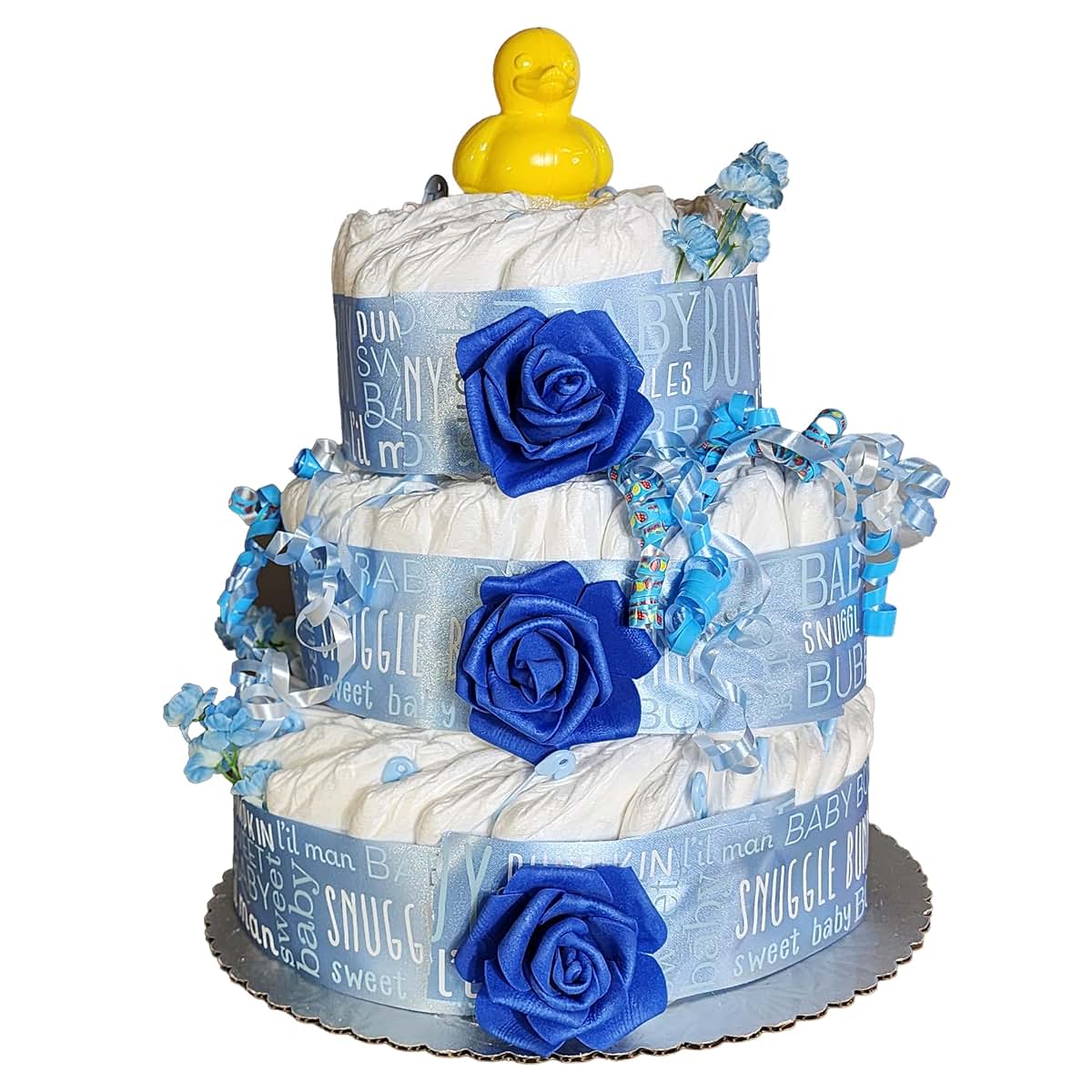 Choobly 3-Tier Baby Boy Diaper Cake Kit with 50 Diapers
