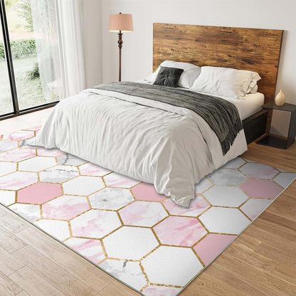 Timoilu 4x5 Area Rug In Light Luxury Pink Gray Marble (photo 3)